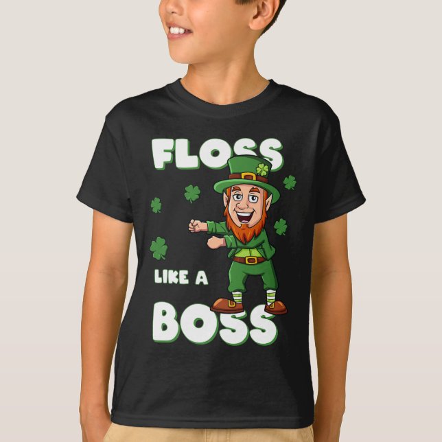 Camiseta St Patricks Day Floss Como Un Jefe Leprechaun Boys (Anverso)