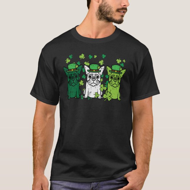 Camiseta St Patricks Day French Bulldogs Dog Frenchie Men W (Anverso)