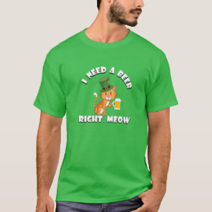 Camiseta St Patricks Day Funny Glas de cerveza de gato irla