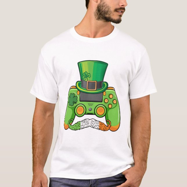 Camiseta St Patricks Day Gamer Game Controller Irish Clover (Anverso)