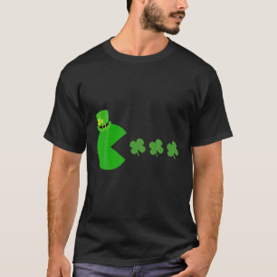 Camiseta St Patricks Day Gamer Leprechaun Comiendo Shamrock