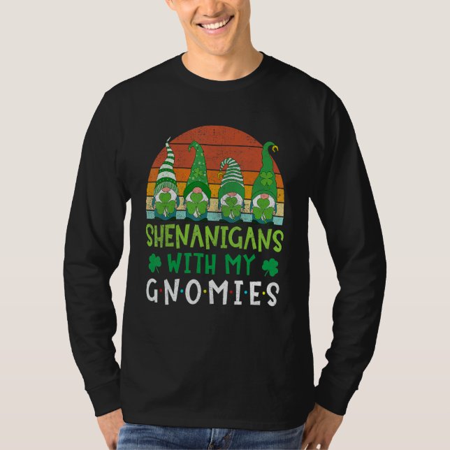 Camiseta St Patricks Day Gnome Let Shenanigans Begin Shamro (Anverso)