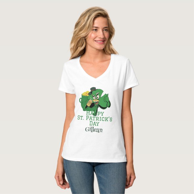 Camiseta St. Patrick's Day gorra verde irlandés con suerte  (Anverso completo)