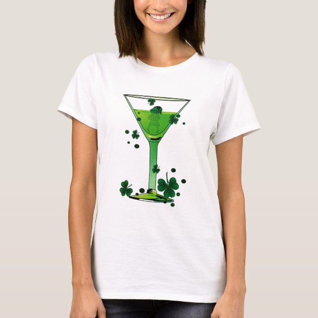 Camiseta St Patricks Day Green Cocktail & Leprechaun White (Anverso)