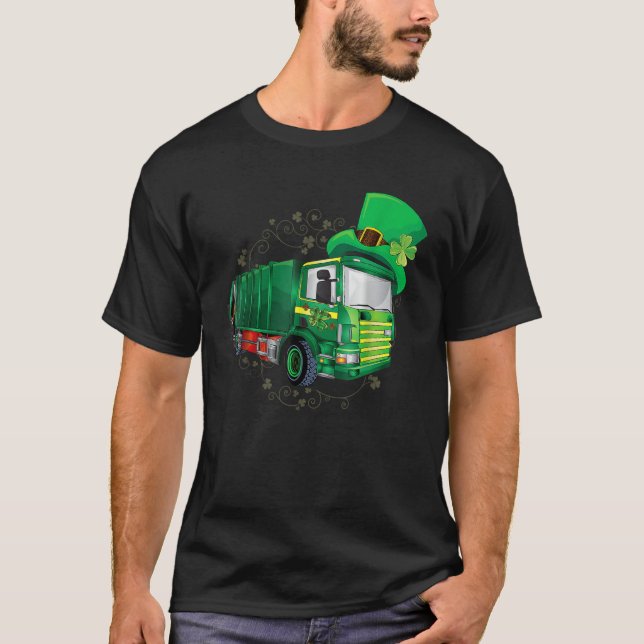 Camiseta St Patrick's Day Green Garbage Truck Men Women Boy (Anverso)