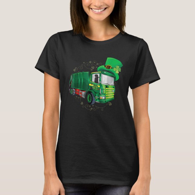 Camiseta St Patrick's Day Green Garbage Truck Men Women Boy (Anverso)