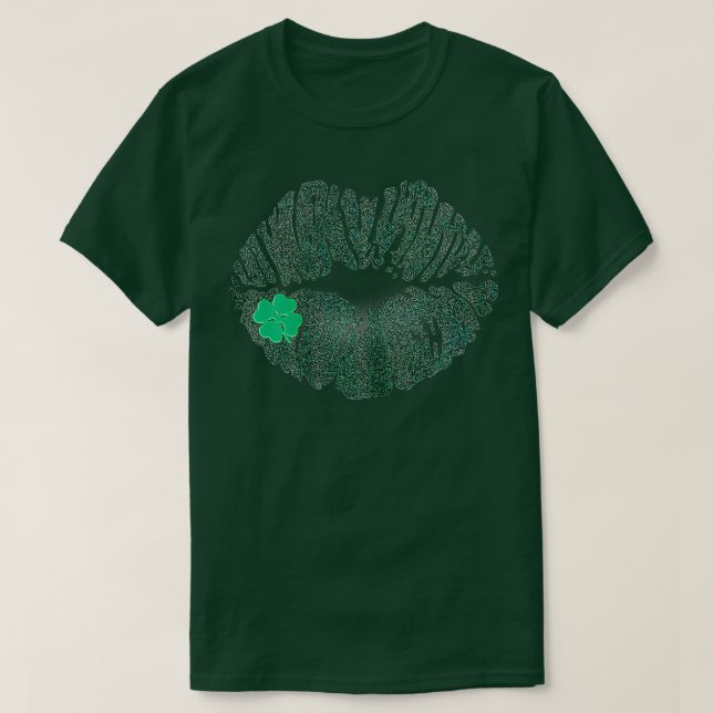 Camiseta St Patricks Day Green Kisings Lips Cute Sham Irlan (Diseño del anverso)