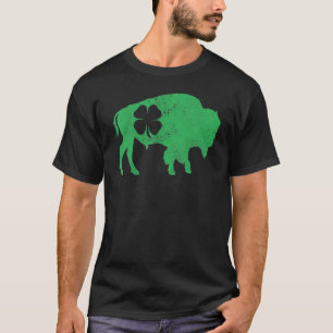 Camiseta St Patrick's Day Green Shamrock Buffalo Bison Iris