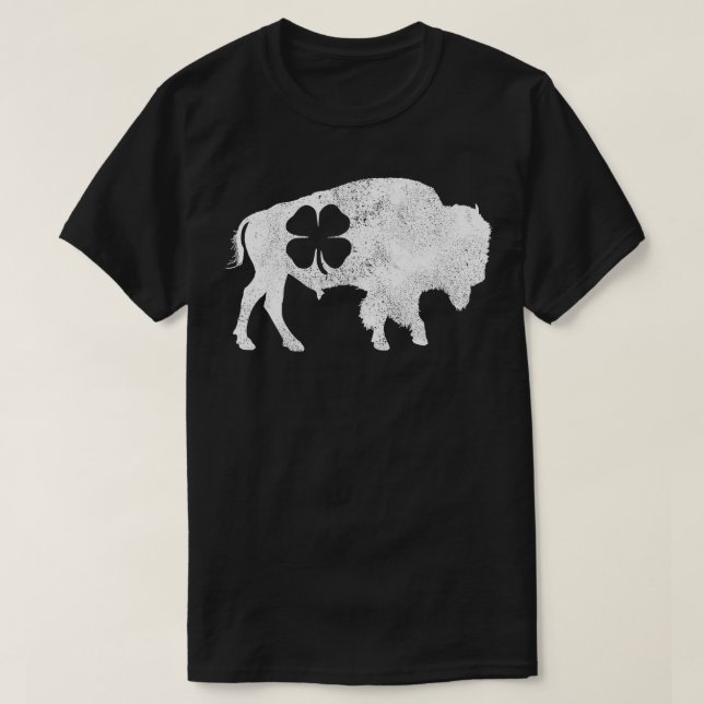 Camiseta St Patricks Day Green Shamrock Buffalo Bison Irish (Diseño del anverso)