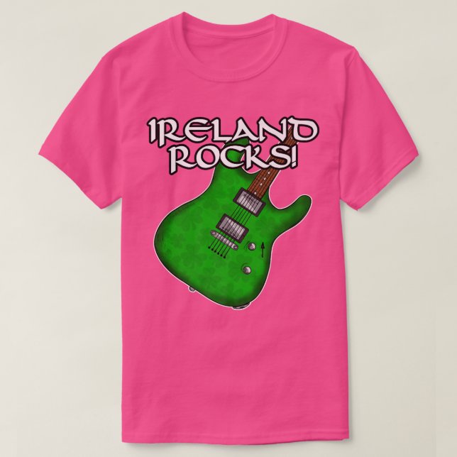 Camiseta St Patricks Day Guitar Ireland Rocks Electric Guit (Diseño del anverso)