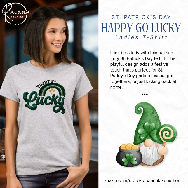 Camiseta St. Patrick's Day Happy Go Lucky Women's T-Shirt (Subido por el creador)