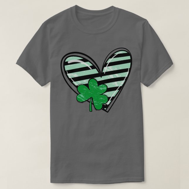 Camiseta St Patricks Day Heart Shamrock (Diseño del anverso)