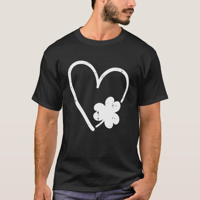 Camiseta St Patricks Day Heart Shamrock For Women Girls Kid (Anverso)