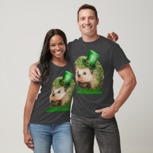 Camiseta St. Patrick's Day Hedgehog Gray T Shirt