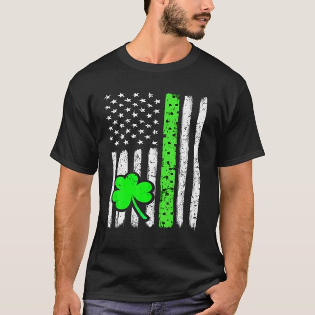 Camiseta St. Patrick's Day Irish American Flag - Happy St.P (Anverso)