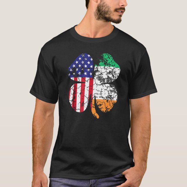 Camiseta St Patrick's Day Irish American Flag Shamrock  Men (Anverso)