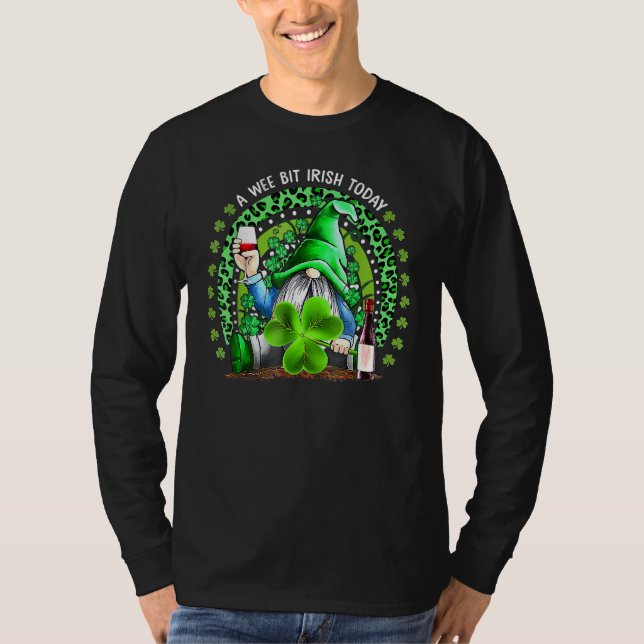 Camiseta St Patrick's Day Irish Gnome Drink Wine Shamrock R (Anverso)