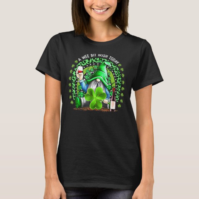 Camiseta St Patrick's Day Irish Gnome Drink Wine Shamrock R (Anverso)