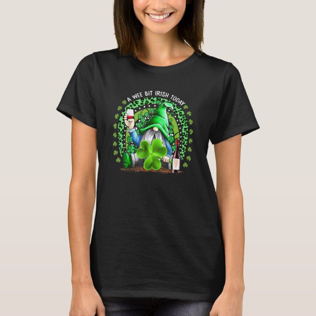 Camiseta St Patrick's Day Irish Gnome Drink Wine Shamrock R (Anverso)