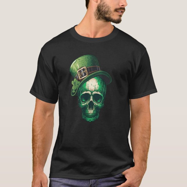 Camiseta St Patricks Day Irish Green Leprechaun Skull (Anverso)