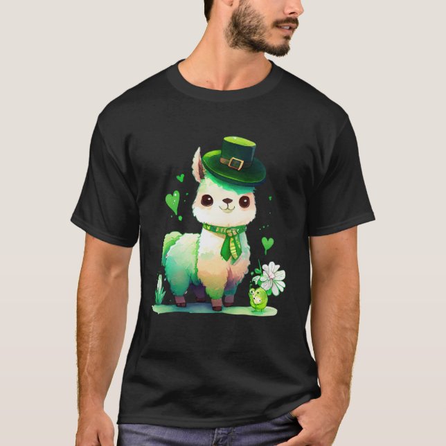 Camiseta St Patrick's Day Irish Lama Happy St Patrick's (Anverso)