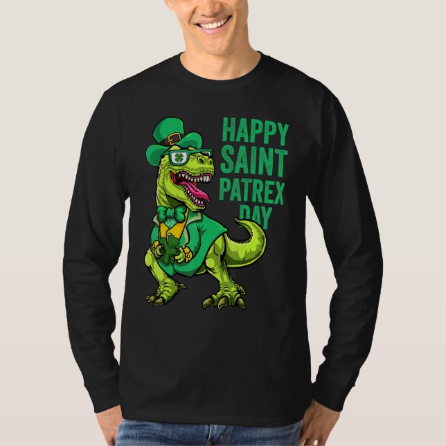 Camiseta St Patricks Day Irish Leprechaun Dinosaur T Rex Bo (Anverso)