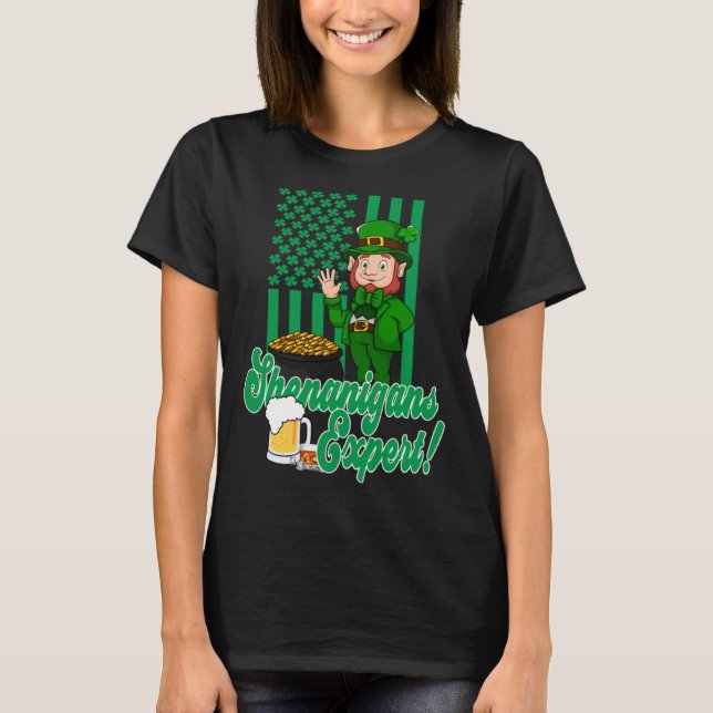 Camiseta St Patricks Day Irish Party Shenanigans USA Flag L (Anverso)