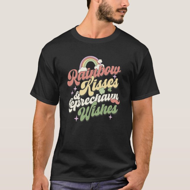 Camiseta St Patricks Day Irish Rainbow Kisses And Leprechau (Anverso)