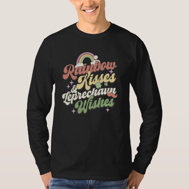 Camiseta St Patricks Day Irish Rainbow Kisses And Leprechau (Anverso)