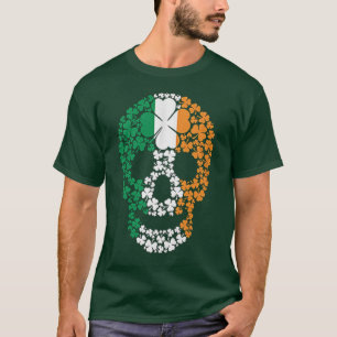 Camiseta St. Patrick's Day Irish Shamrock Clover Skull