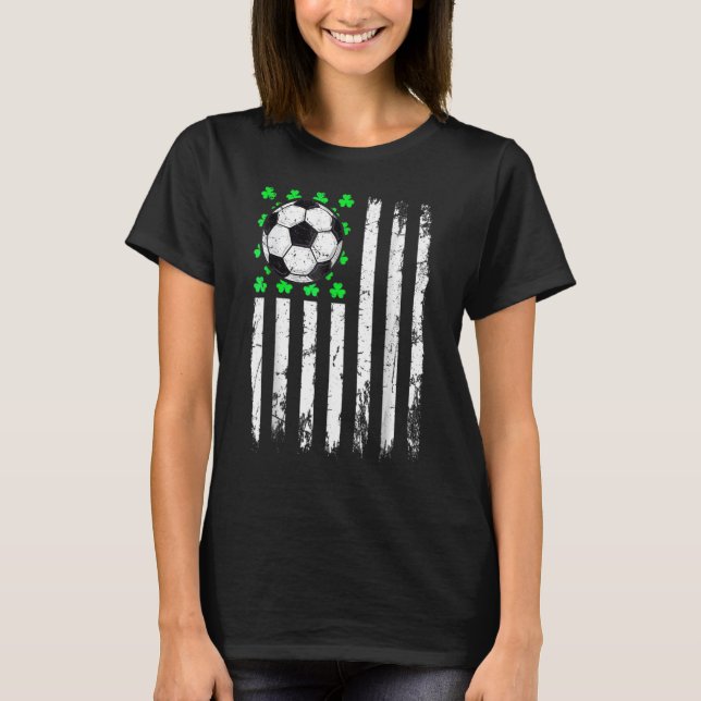 Camiseta St Patrick's Day Irish Soccer USA Flag Shamrock (Anverso)