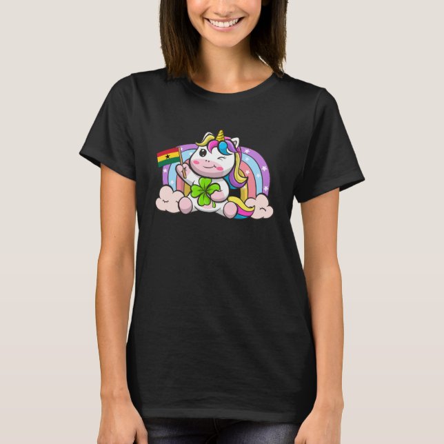 Camiseta St Patricks Day Irish Unicorn Africa Ghana Ghanaia (Anverso)