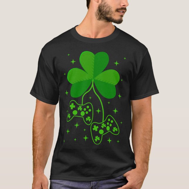 Camiseta St Patricks Day Irlandés Gamer Shamrock Video Game (Anverso)