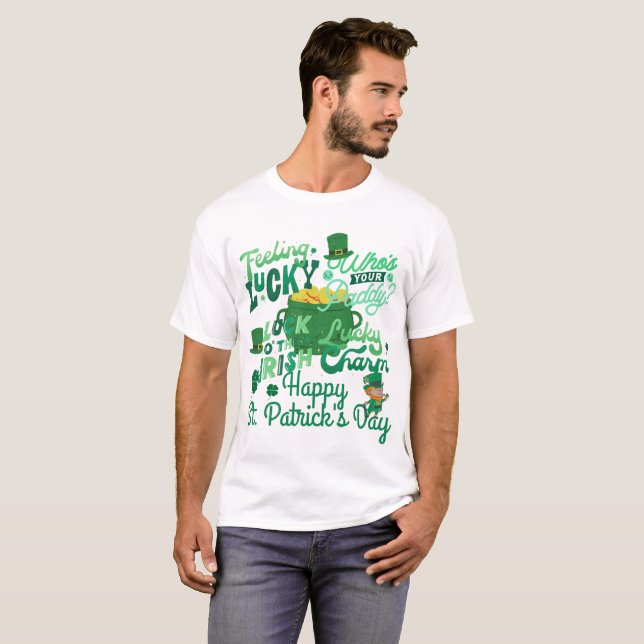Camiseta St. Patrick's Day Irlandés verde afortunado Shamro (Anverso completo)