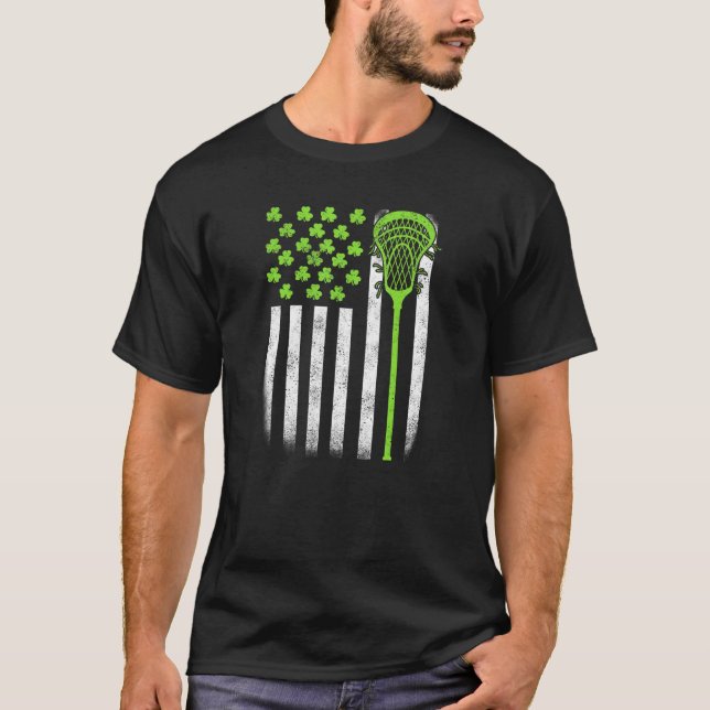 Camiseta St Patricks Day Lacrosse Lax Estados Unidos Bander (Anverso)