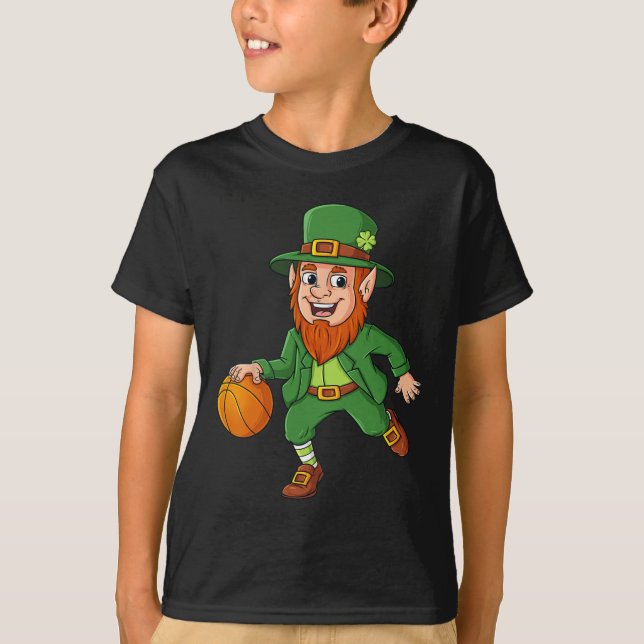 Camiseta St Patricks Day Leprechaun Basketball Lucky Boys G (Anverso)