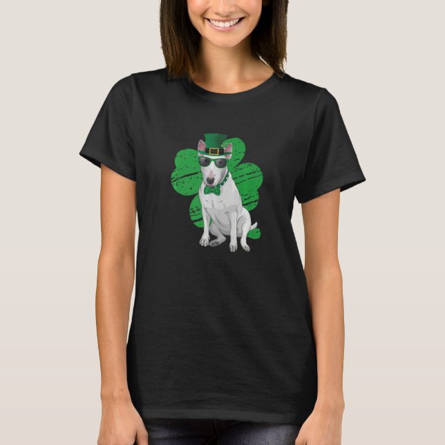 Camiseta St Patrick's Day Leprechaun Bull Terrier Dog Shamr (Anverso)