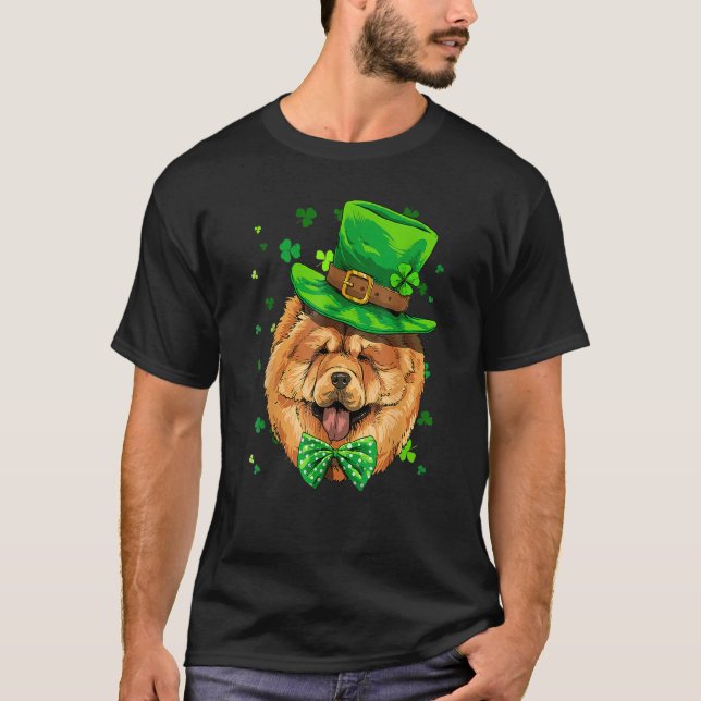 Camiseta St Patrick's Day Leprechaun Chow Chow Pet Dog Sham (Anverso)