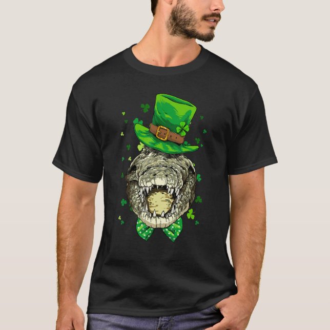 Camiseta St Patrick's Day Leprechaun Crocodile Gators Shamr (Anverso)