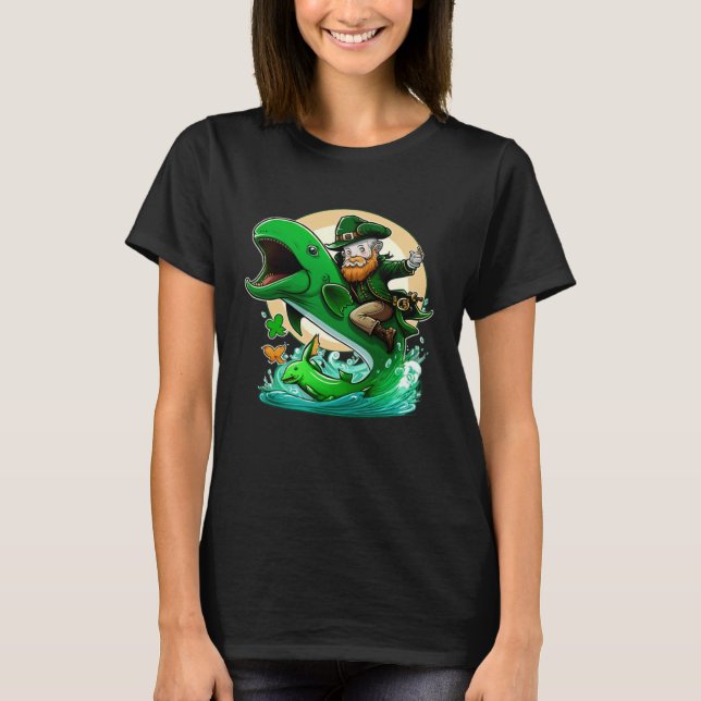 Camiseta St Patricks Day Leprechaun Dolphin Shamrock (Anverso)