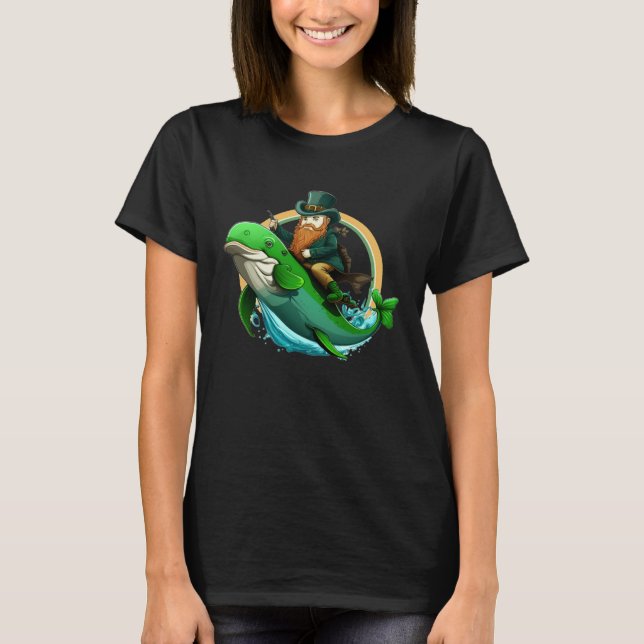Camiseta St Patricks Day Leprechaun Dolphin Shamrock Funny (Anverso)