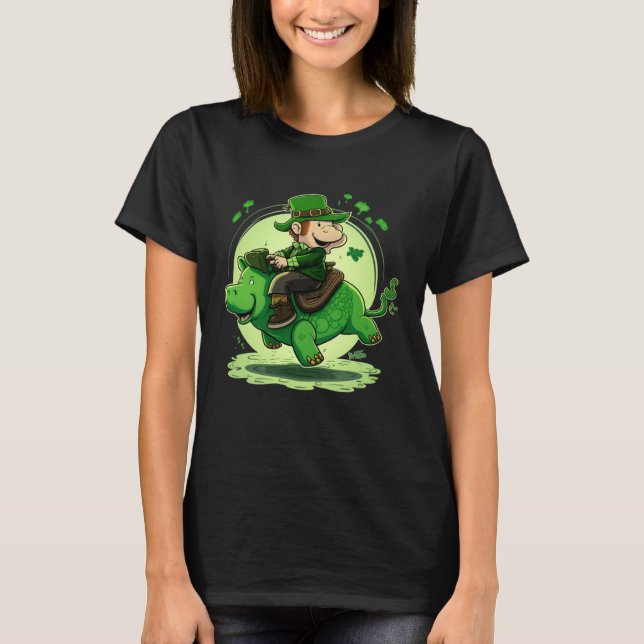 Camiseta St Patricks Day Leprechaun Hippo Shamrock 1 (Anverso)