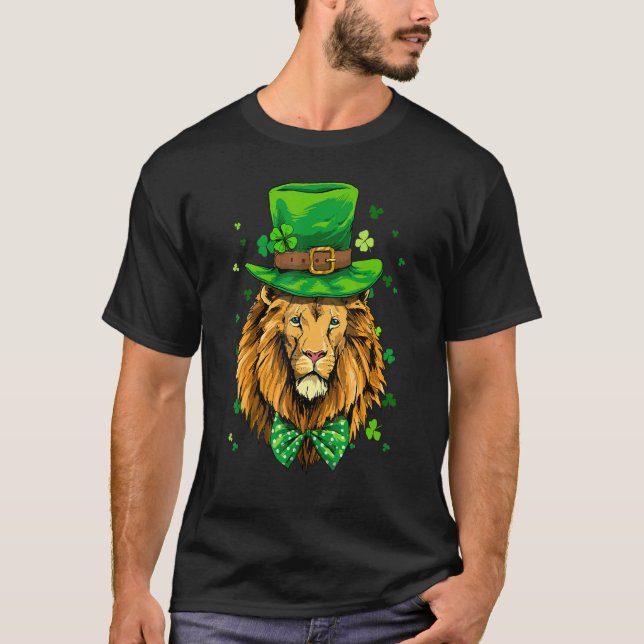 Camiseta St Patrick's Day Leprechaun Lion Shamrock Lion  Ir (Anverso)