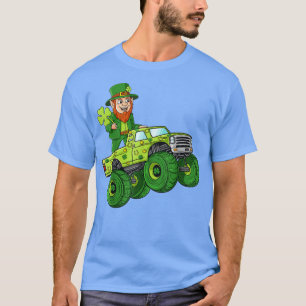 Camiseta St Patricks Day Leprechaun Monster Truck Lucky Boy