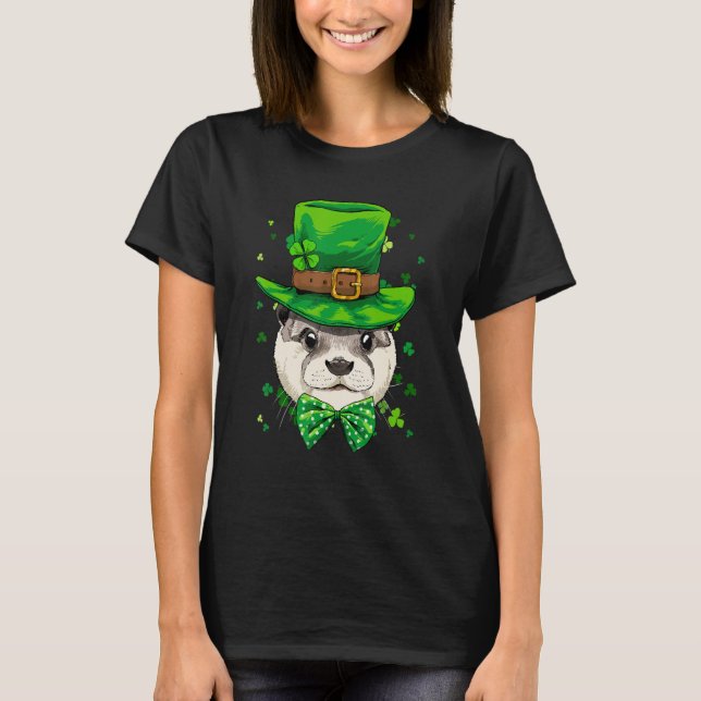 Camiseta St Patrick's Day Leprechaun Otter Shamrock Otter   (Anverso)