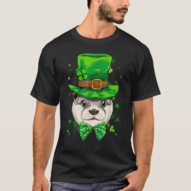 Camiseta St Patrick's Day Leprechaun Otter Shamrock Otter I (Anverso)