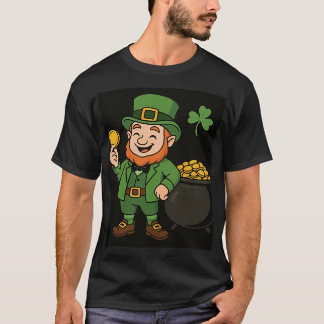 Camiseta St. Patricks Day Leprechaun Pot of Gold Mens  (Anverso)