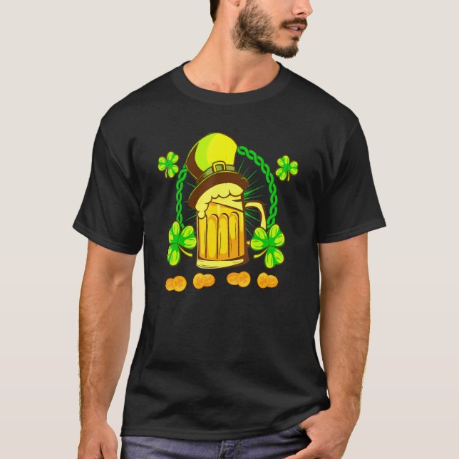 Camiseta St Patrick's Day Leprechaun Shamrock Beer Wi (Anverso)