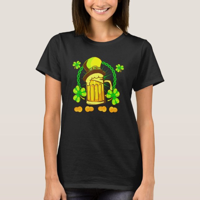 Camiseta St Patrick's Day Leprechaun Shamrock Drink Beer Wi (Anverso)