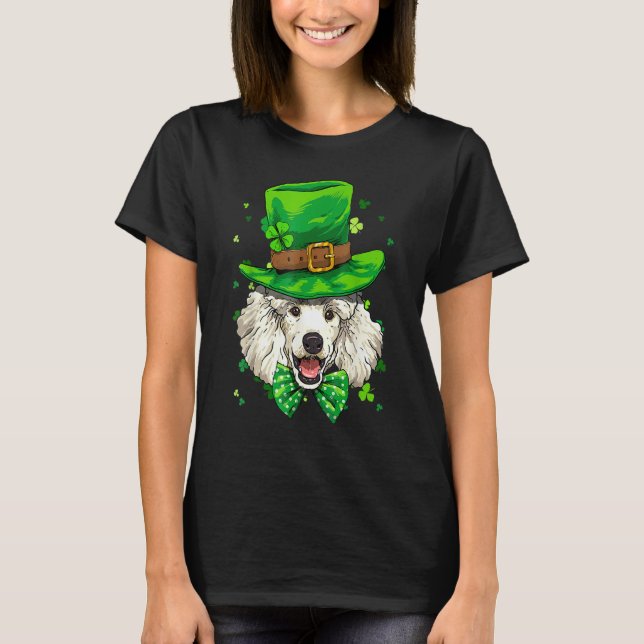 Camiseta St Patrick's Day Leprechaun Shamrock Poodle Dog Ir (Anverso)